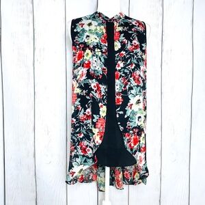 Merchant Floral & Black High Low Long Blouse